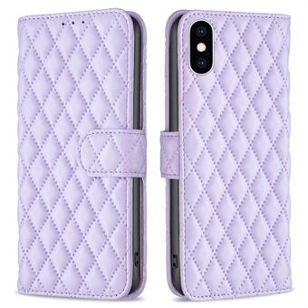 BINFEN FÄRG För iPhone XS Max s plånboksfodral, BF Style-14 tryckt Rhombus mönster Övergripande täckning Stand Matt PU läderfodral