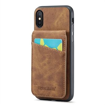 FIERRE SHANN Kickstand telefonfodral för iPhone XS Max 6,5 tum PU-läder + TPU-fodral med korthållare