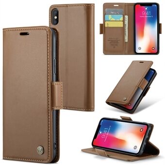 CASEME 023-serien för iPhone XS Max 6,5 tum Litchi Texture Läder plånboksfodral RFID Blocking Flip Stand Cover