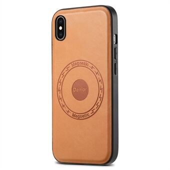 DENIOR För iPhone XS Max Magnetiskt skal med PU-läderbeläggning och PC+TPU-stöttåligt mobilskydd