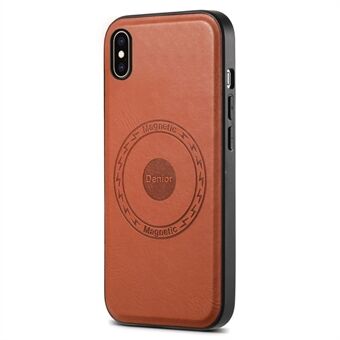 DENIOR För iPhone XS Max Magnetiskt skal PU-läderbelagt PC+TPU-stöttåligt telefonfodral