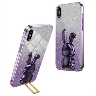 För iPhone XS Max utdragbar stödstativ Mobilskydd Fallskydd Rabbit Case