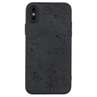 Blommig mobilskal för iPhone XS Max PU-läderbelagd PC+TPU-antifallskyddande bakskydd