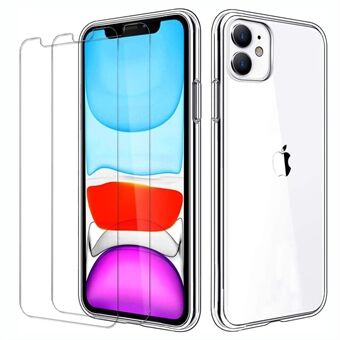 För iPhone 11  TPU telefonfodral + skärmskydd i härdat glas