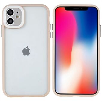 For iPhone 11  Scratch-resistant Glossy Surface Metal Buttons TPU+PC Hybrid Case Phone Cover with Glass Lens Film