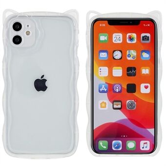 För iPhone 11  Matt Translucent Vågformad Edge Cat Ear Design Mjuk TPU Drop-proof telefonfodral