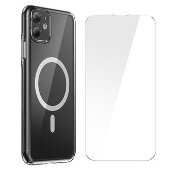 BASEUS Crystal Series För iPhone 11 6.1 tum Magnetiskt Telefonfodral Hårt PC Stöttåligt Skal med Härdat Glasfilm - Transparent