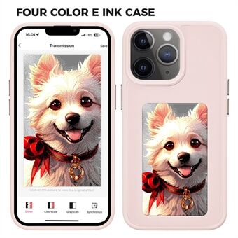 INKZONE För iPhone 11 Pro Max E Ink Telefonskal PC+TPU DIY Telefonfodral 4-Färgsdisplay