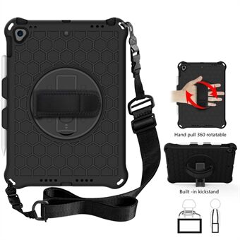 Honeycomb Texture Swivel Kickstand Shoulder Strap + Handy Strap Tablet Cover Case for iPad (2021)/(2020)/(2019)