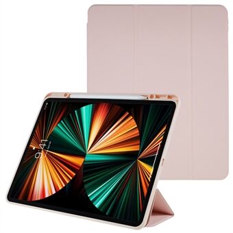 For iPad Pro  (2020)/(2018) Magnetic Detachable Tablet Cover Skin-friendly PU Leather Hard Acrylic Trifold Stand Case with Pencil Holder and Camera Frame