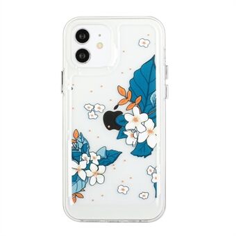 Flower Series for iPhone 12 mini  2mm Thickened Drop-proof Acrylic+TPU Electroplated Metal Buttons Cover Flower Pattern Printed Protective Phone Case