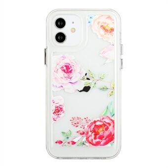 Flower Series for iPhone 12 mini  2mm Thickened Drop-proof Acrylic+TPU Electroplated Metal Buttons Cover Flower Pattern Printed Protective Phone Case