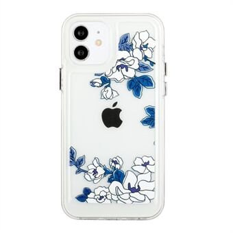 Flower Series for iPhone 12 mini  2mm Thickened Drop-proof Acrylic+TPU Electroplated Metal Buttons Cover Flower Pattern Printed Protective Phone Case