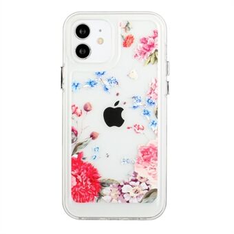 Flower Series for iPhone 12 mini  2mm Thickened Drop-proof Acrylic+TPU Electroplated Metal Buttons Cover Flower Pattern Printed Protective Phone Case