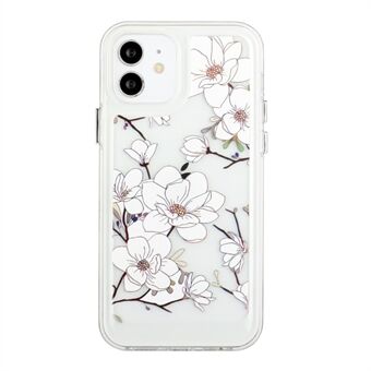 Flower Series for iPhone 12 mini  2mm Thickened Drop-proof Acrylic+TPU Electroplated Metal Buttons Cover Flower Pattern Printed Protective Phone Case