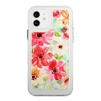 Flower Series for iPhone 12 mini  2mm Thickened Drop-proof Acrylic+TPU Electroplated Metal Buttons Cover Flower Pattern Printed Protective Phone Case