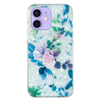 Stötsäkert fodral för iPhone 12 mini 5,4 tum Slim Phone Guard IMD Marble Flower Shell Pattern TPU Cover