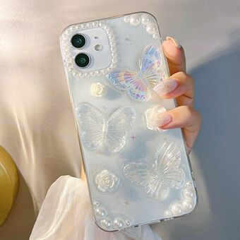 Skyddsfodral för iPhone 12 mini, 3D Butterfly Flower Decor TPU telefonbakfodral