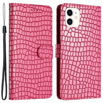 Telefonfodral för iPhone 12 mini 5,4 tums PU-läderplånbok Crocodile Texture Stand Flip Cover med rem