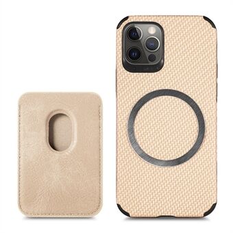 Löstagbar 2-i-1 design magnetisk absorptionskorthållare Kolfiberstruktur Läderbelagd telefonhybridfodral skal för iPhone 12  / 12 Pro 