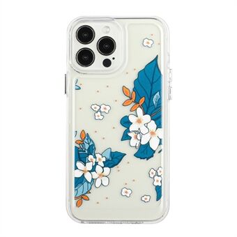 Flower Series for iPhone 12/12 Pro  2mm Thickened Stylish Flower Pattern Printed Case Acrylic+TPU Electroplated Metal Buttons Cover