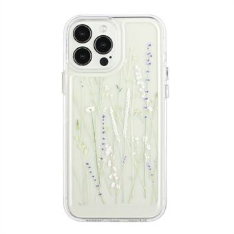 Flower Series for iPhone 12/12 Pro  2mm Thickened Stylish Flower Pattern Printed Case Acrylic+TPU Electroplated Metal Buttons Cover