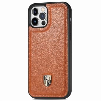 CASENEO För iPhone 12 / 12 Pro  Stötsäkert skal Anti- Scratch Telefonfodral Äkta läder+PC Skyddsfodral