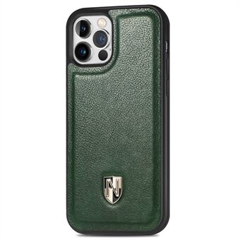 CASENEO För iPhone 12 / 12 Pro  Stötsäkert skal Anti- Scratch Telefonfodral Äkta läder+PC Skyddsfodral