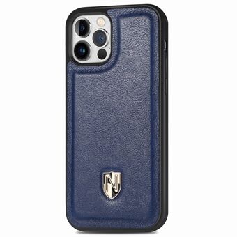 CASENEO För iPhone 12 / 12 Pro  Stötsäkert skal Anti- Scratch Telefonfodral Äkta läder+PC Skyddsfodral