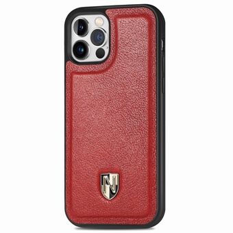 CASENEO För iPhone 12 / 12 Pro  Stötsäkert skal Anti- Scratch Telefonfodral Äkta läder+PC Skyddsfodral