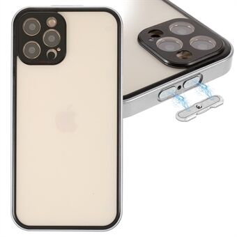 Genomskinligt främre härdat glas + hård akryl bakpanel heltäckande Hybridfodral Magnetisk absorptionstelefonfodral för iPhone 12 Pro 