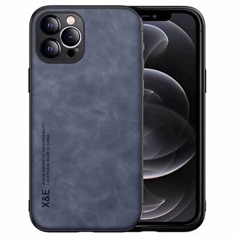 X&E för iPhone 12 Pro  Skin-touch bilfäste i metallplåt telefonfodral PU-läderbelagd mjuk TPU-baksida