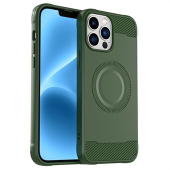 För iPhone 12 Pro magnetiskt fodral med textur av kolfiber, TPU-telefonfodral