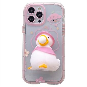 För iPhone 12 Pro 6,1 tum Noctilucent Luminous Soft TPU-fodral 3D Squishy Duck Decor Anti- Scratch telefonskal