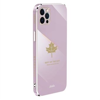 För iPhone 12 Pro 6,1 tum Edge TPU-telefonskal Maple Leaf 6D galvaniseringsfodral