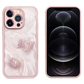 För iPhone 12 Pro 6,1 tums telefonfodral i rosémönster Anti- Scratch härdat glas+TPU-skal