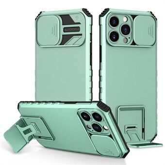 For iPhone 12 Pro Max  Two Angle Adjustment Vertical Kickstand PC + TPU Phone Case with Camera Sliding Cover