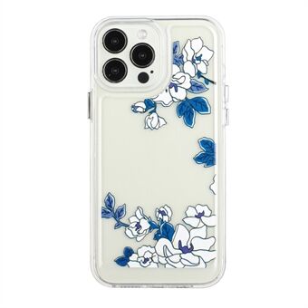 Flower Series for iPhone 12 Pro Max  2mm Thickened Acrylic+TPU Electroplated Metal Buttons Cover Stylish Flower Pattern Printed Cell Phone Case