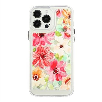 Flower Series for iPhone 12 Pro Max  2mm Thickened Acrylic+TPU Electroplated Metal Buttons Cover Stylish Flower Pattern Printed Cell Phone Case