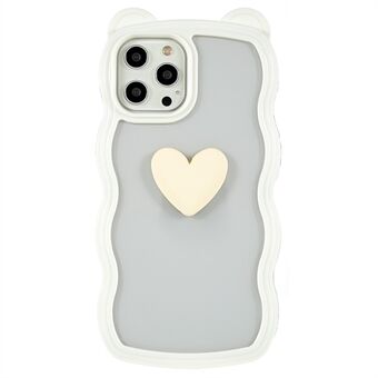 För iPhone 12 Pro Max  Anti- Scratch telefonskal Cute Heart Bear Ear Decor Avtagbart 2-i-1 PC+TPU mobiltelefonskal