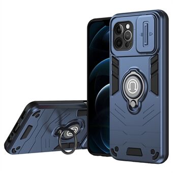 För iPhone 12 Pro Max-skal PC+TPU Kickstand Bakre lock Skjutbar linslock