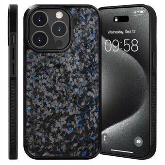 För iPhone 12 Pro Max Magnetiskt Fodral Smidd Textur Aramidfiber+TPU Halkfritt Telefonfodral