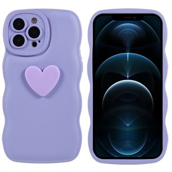 För iPhone 12 Pro Max 6,7 tum Love Heart Form Mjuk TPU Anti Scratch Telefonfodral Wavy Edge Fyrhörn Luftkudde Skyddsfodral