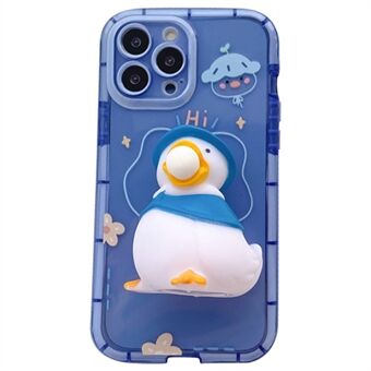 För iPhone 12 Pro Max 6,7 tum Noctilucent Luminous Phone Case 3D Squishy Duck Decor TPU-skal