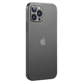 För iPhone 12 Pro Max 6,7 tum Ultratunt Andningsbart ihåligt hål Värmeavledning Mesh Bakstycke Stötdämpande PP-telefonfodral