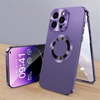 För iPhone 12 Pro Max Clear Case i Akryl+Härdat Glas Telefonskydd Kompatibelt med Magsafe