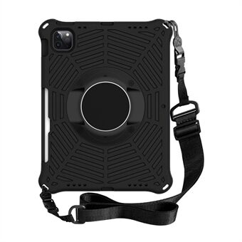 Spider Web Texture Kickstand EVA Case with Shoulder Strap for iPad Air (2020)/iPad Pro (2021)(2020)(2018) - Black