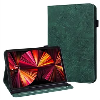 Full Protection Imprint Blommönster Skin Feeling Wallet PU Läder Tablettfodral med Stand för Apple iPad Pro  (2021)