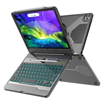 JIUYU Bakgrundsbelysning Design Bluetooth-tangentbord Flip Hard PC-fodral med pennfack för iPad Pro  (2021) / (2020) / (2018)