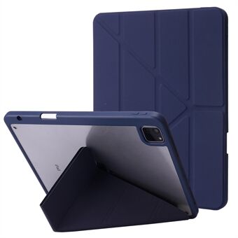 For iPad Pro  (2021)/(2020)/(2018) Tablet Case Auto Wake/Sleep Origami Stand PU Leather + Acrylic Cover